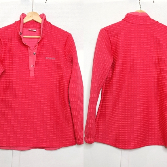 Columbia Saturday Trail Pullover Fleece Snap Neck Pink Textured Medium - Picture 1 of 11